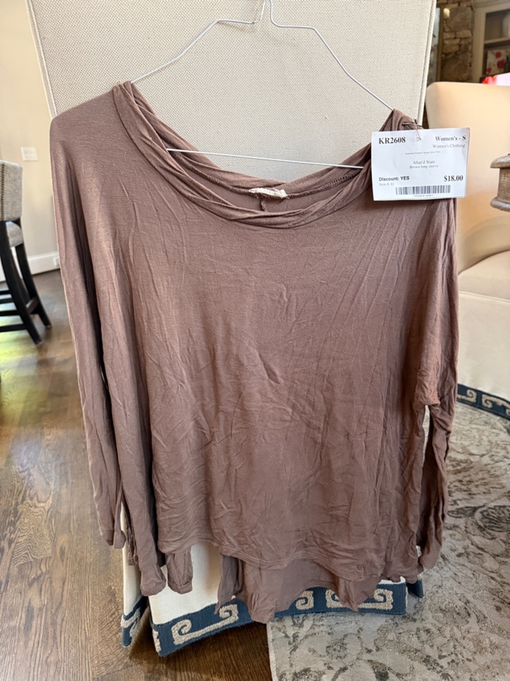 Altar'd State Long-Sleeve Top in Mauve Taupe